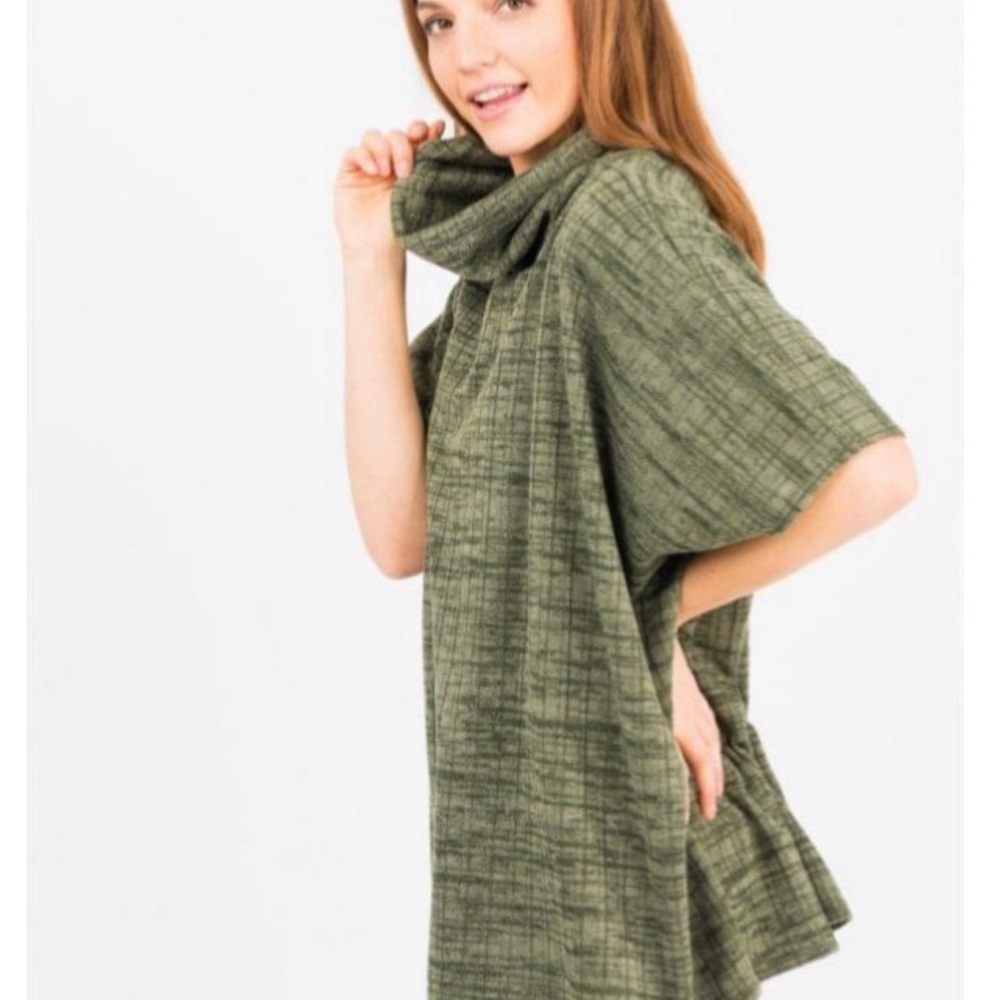 Agnes & Dora Olive Turtleneck Poncho